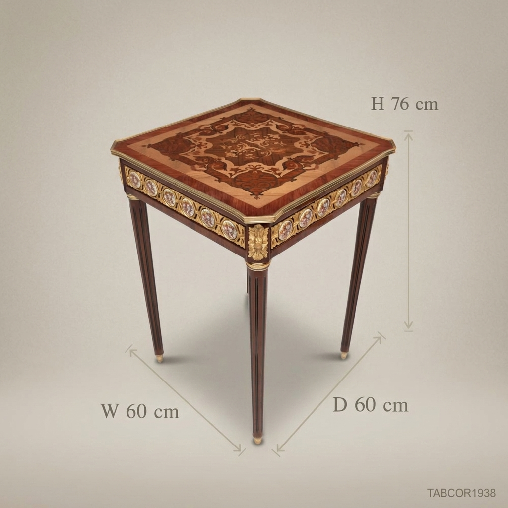 Louis XVI Marquetry Corner Table with Ormolu Mounts & Sèvres Medallions