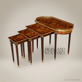 Louis XVI Marquetry Nesting Tables Set – Gilded Brass & Inlaid Hardwood