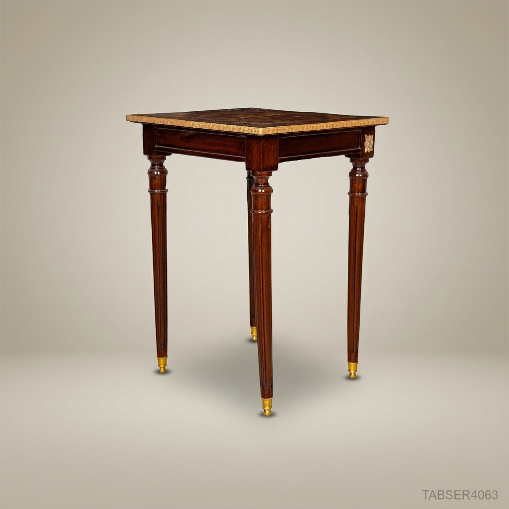 Louis XVI Marquetry Nesting Tables Set – Gilded Brass & Inlaid Hardwood
