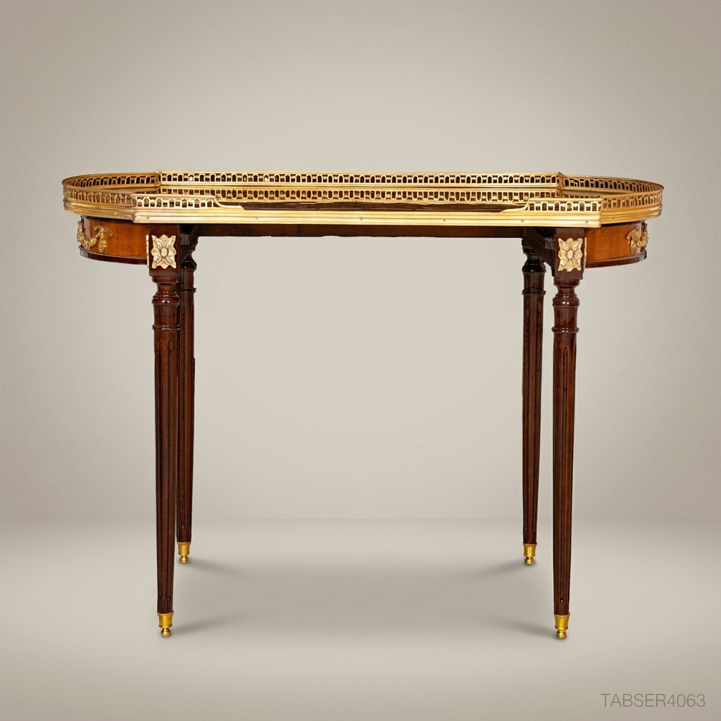 Louis XVI Marquetry Nesting Tables Set – Gilded Brass & Inlaid Hardwood