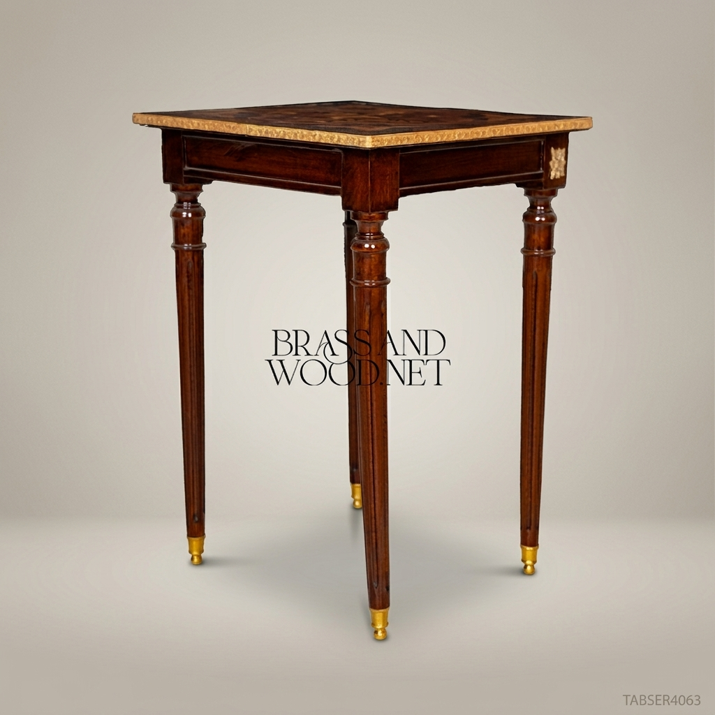 Louis XVI Marquetry Nesting Tables Set – Gilded Brass & Inlaid Hardwood