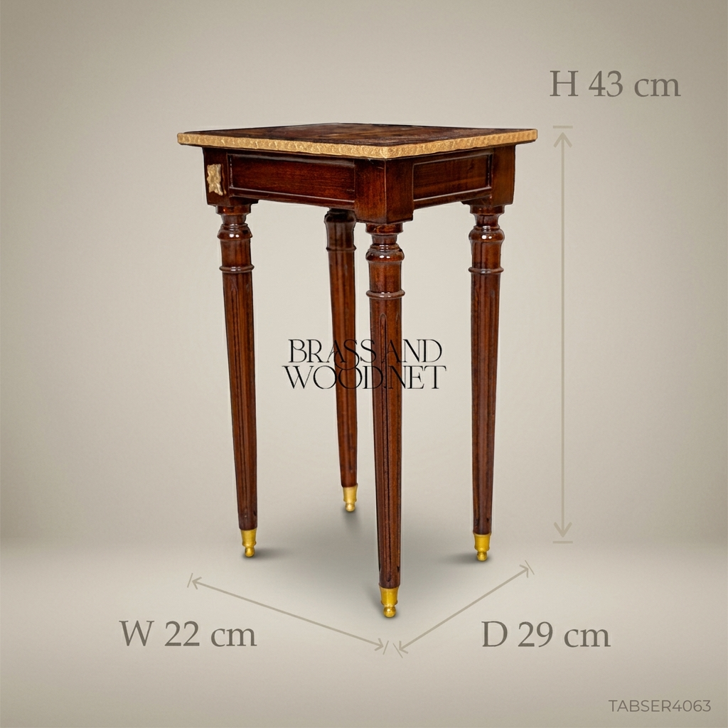 Louis XVI Marquetry Nesting Tables Set – Gilded Brass & Inlaid Hardwood