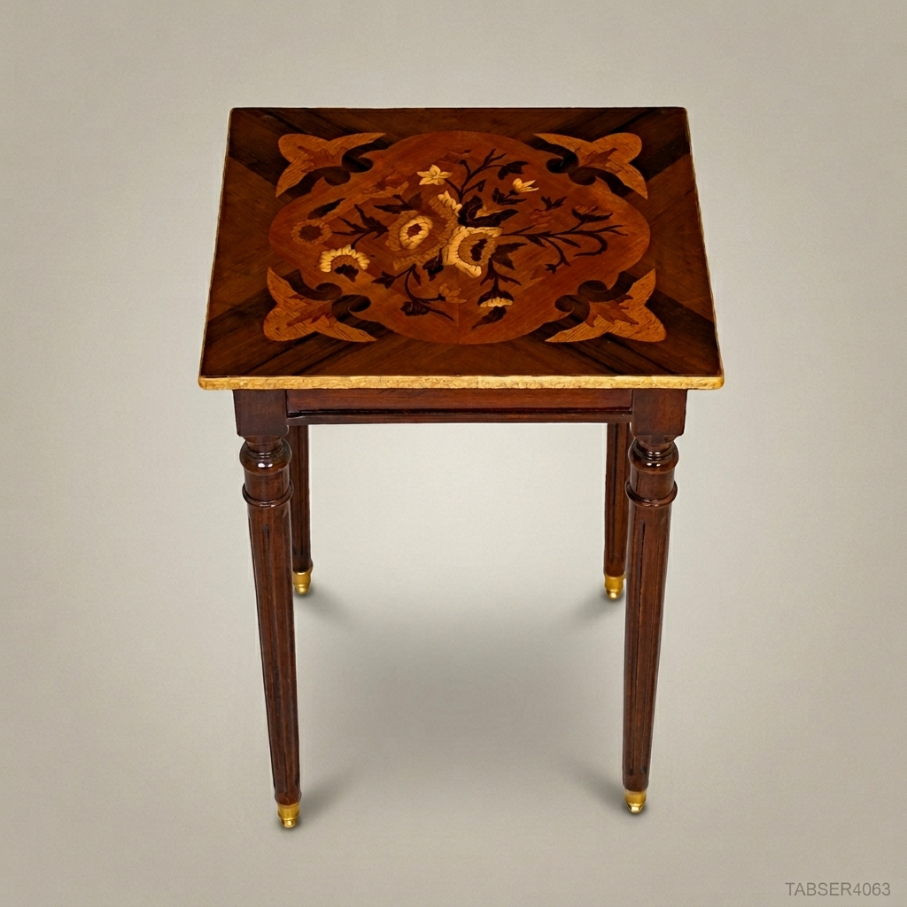Louis XVI Marquetry Nesting Tables Set – Gilded Brass & Inlaid Hardwood