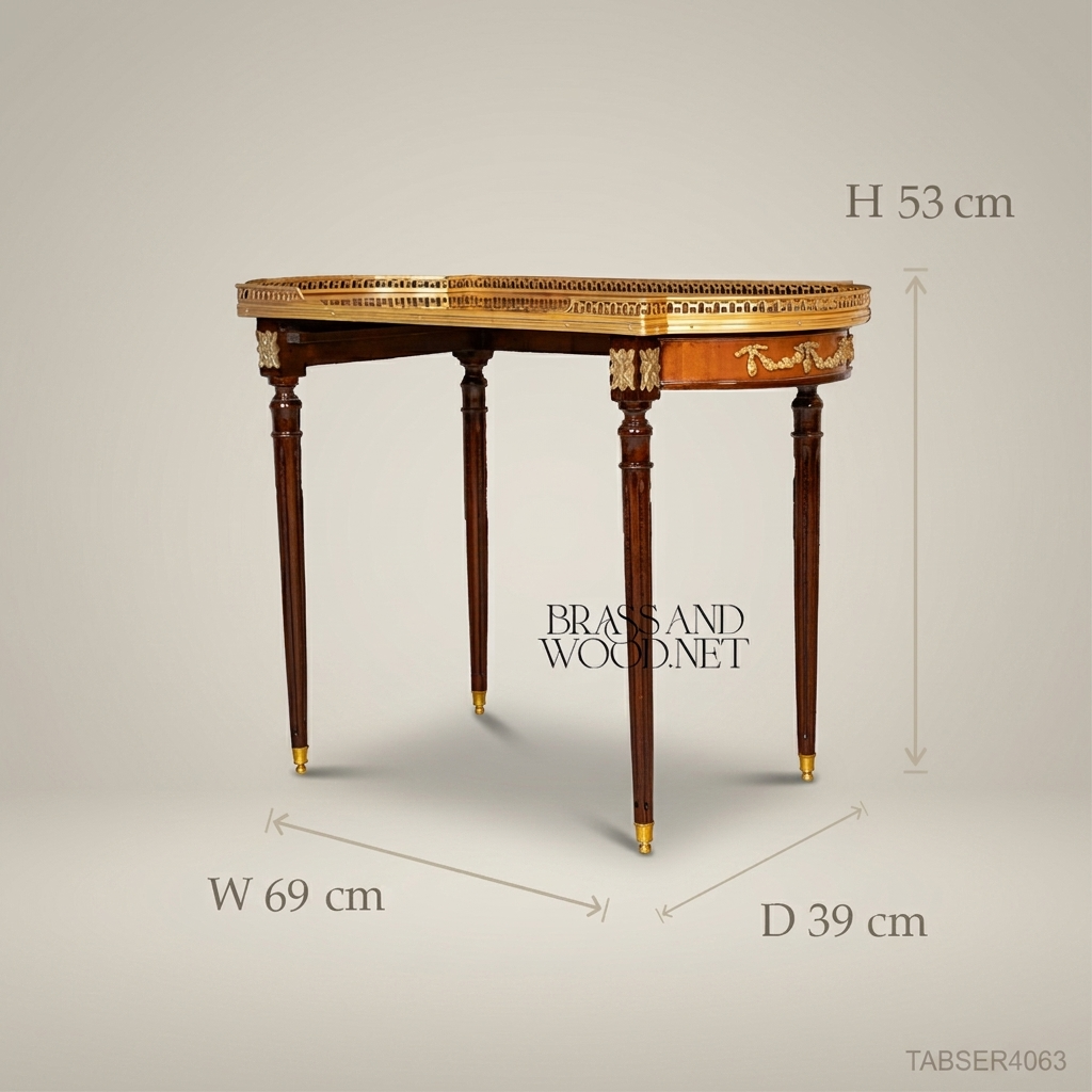 Louis XVI Marquetry Nesting Tables Set – Gilded Brass & Inlaid Hardwood