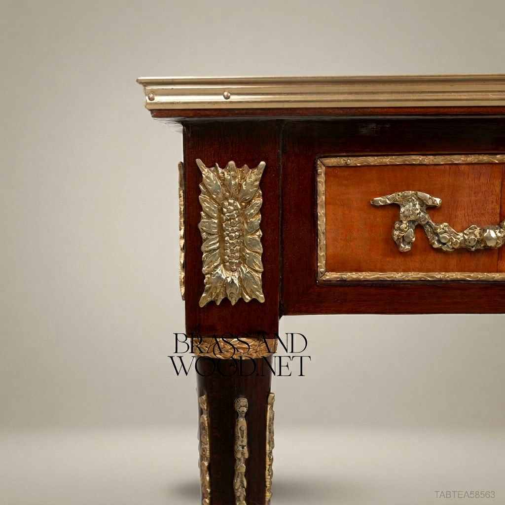 Louis XVI Marquetry Tea Table | Brass Ormolu & Floral Inlay