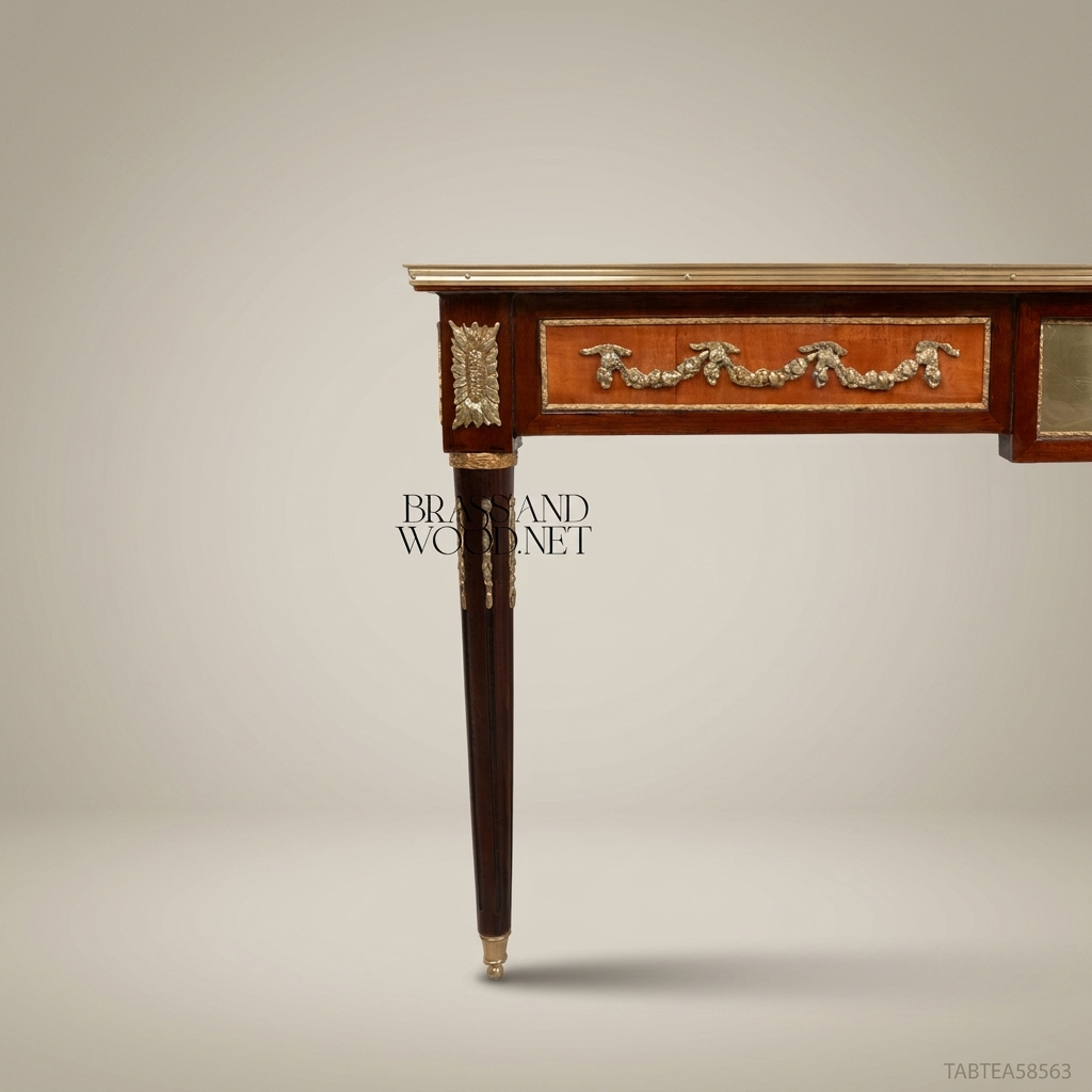 Louis XVI Marquetry Tea Table | Brass Ormolu & Floral Inlay