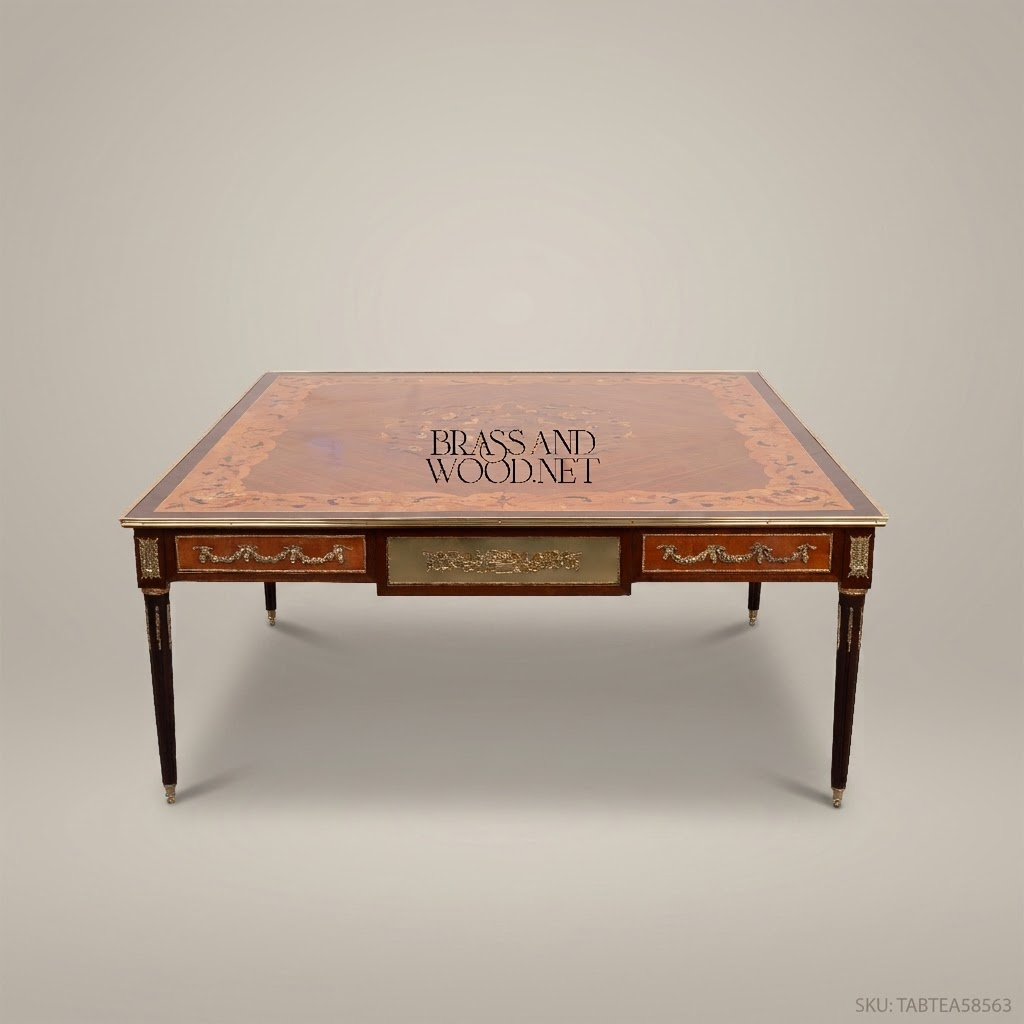 Louis XVI Marquetry Tea Table | Brass Ormolu & Floral Inlay