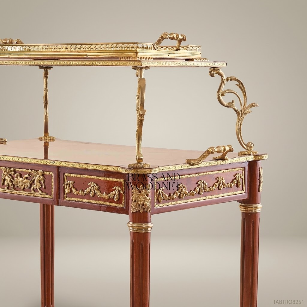 Louis XVI Neoclassical Tea Trolley with Ormolu Mounts & Marquetry