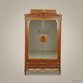 Louis XVI Neoclassical Abaya Wardrobe – Solid Wood & Antique Brass Mirrored Armoire