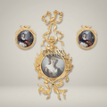 Louis XVI Neoclassical Brass Round Portrait Frame with Ribbon & Laurel Crown — Gold