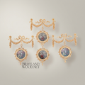 Louis XVI Neoclassical Brass Wall Hanging with Floral Medallion & Garland Swag — Gold