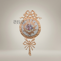 Louis XVI Neoclassical Brass Wall Medallion with Hand-Painted Floral Ceramic Centre — Gold