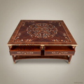 Louis XVI Neoclassical Coffee Table with Marquetry Top & Brass Mounts