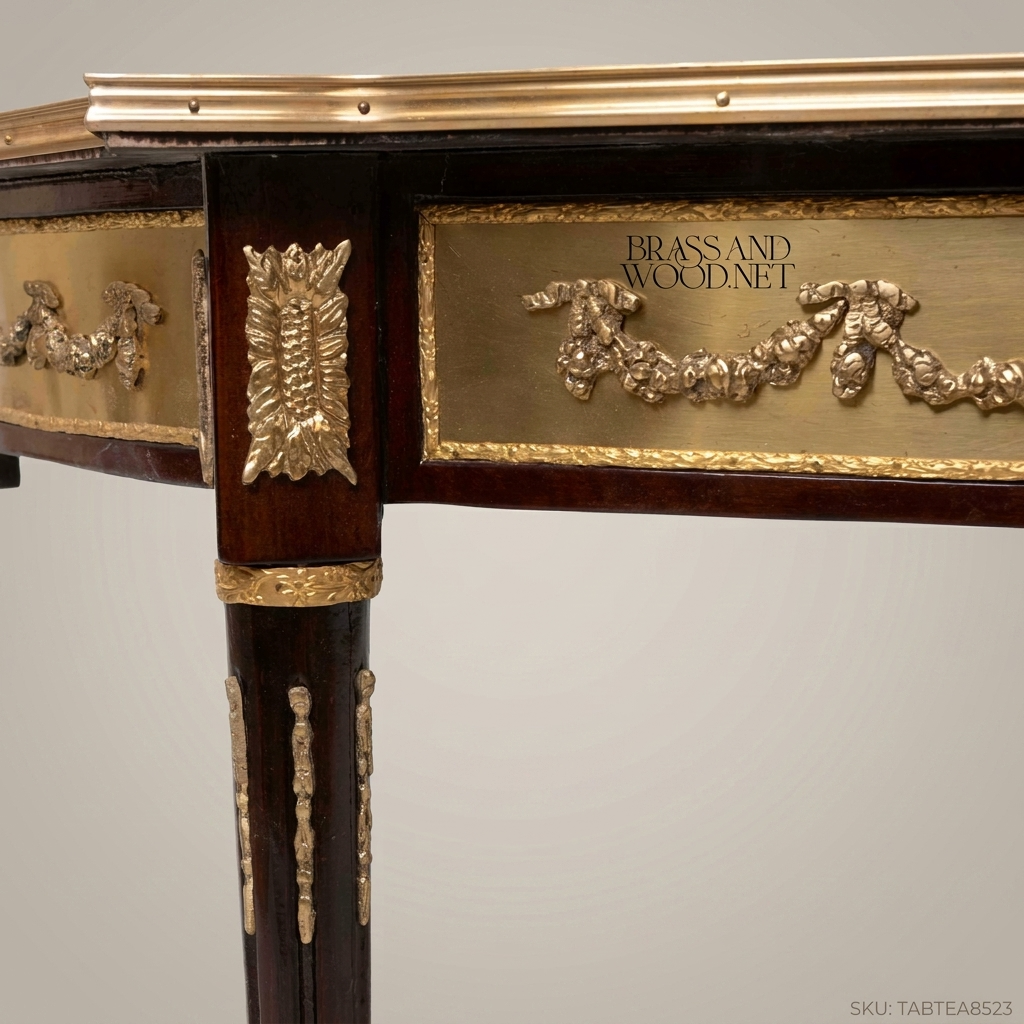 Louis XVI Neoclassical Coffee Table – Marquetry Top & Gilt Bronze Apron