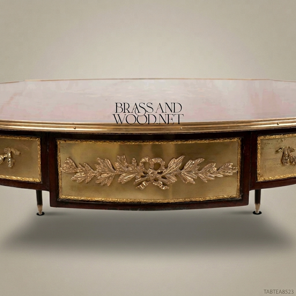 Louis XVI Neoclassical Coffee Table – Marquetry Top & Gilt Bronze Apron