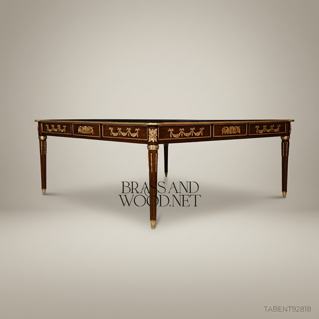 Louis XVI Neoclassical Coffee Table with Marquetry Inlay & Ormolu Mounts