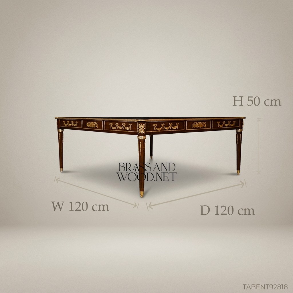 Louis XVI Neoclassical Coffee Table with Marquetry Inlay & Ormolu Mounts