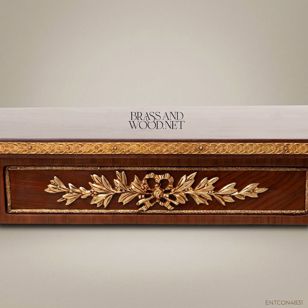 Louis XVI Neoclassical Coffee Table with Ormolu Mounts & Marquetry Top