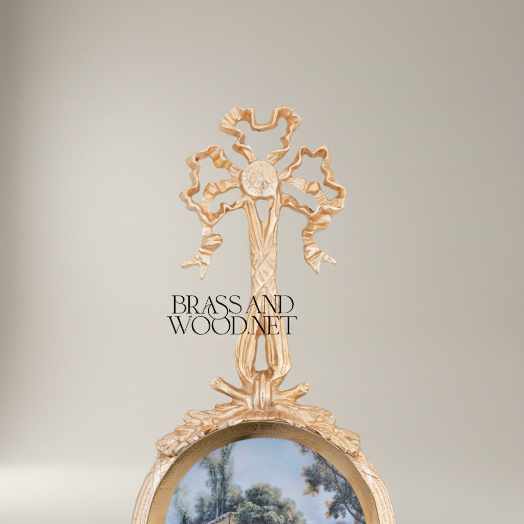 Louis XVI Neoclassical Decorative Wall Plate with Pastoral Scene Medallion — Gold