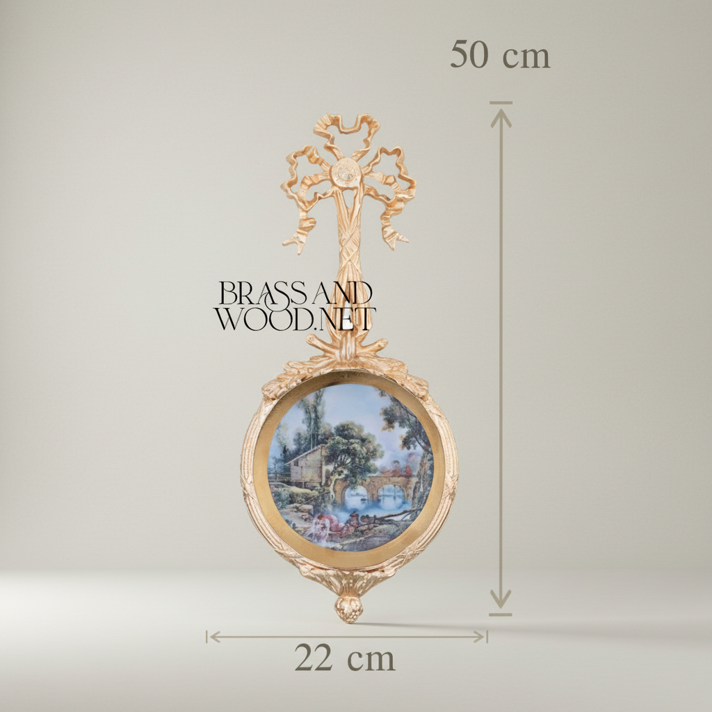 Louis XVI Neoclassical Decorative Wall Plate with Pastoral Scene Medallion — Gold