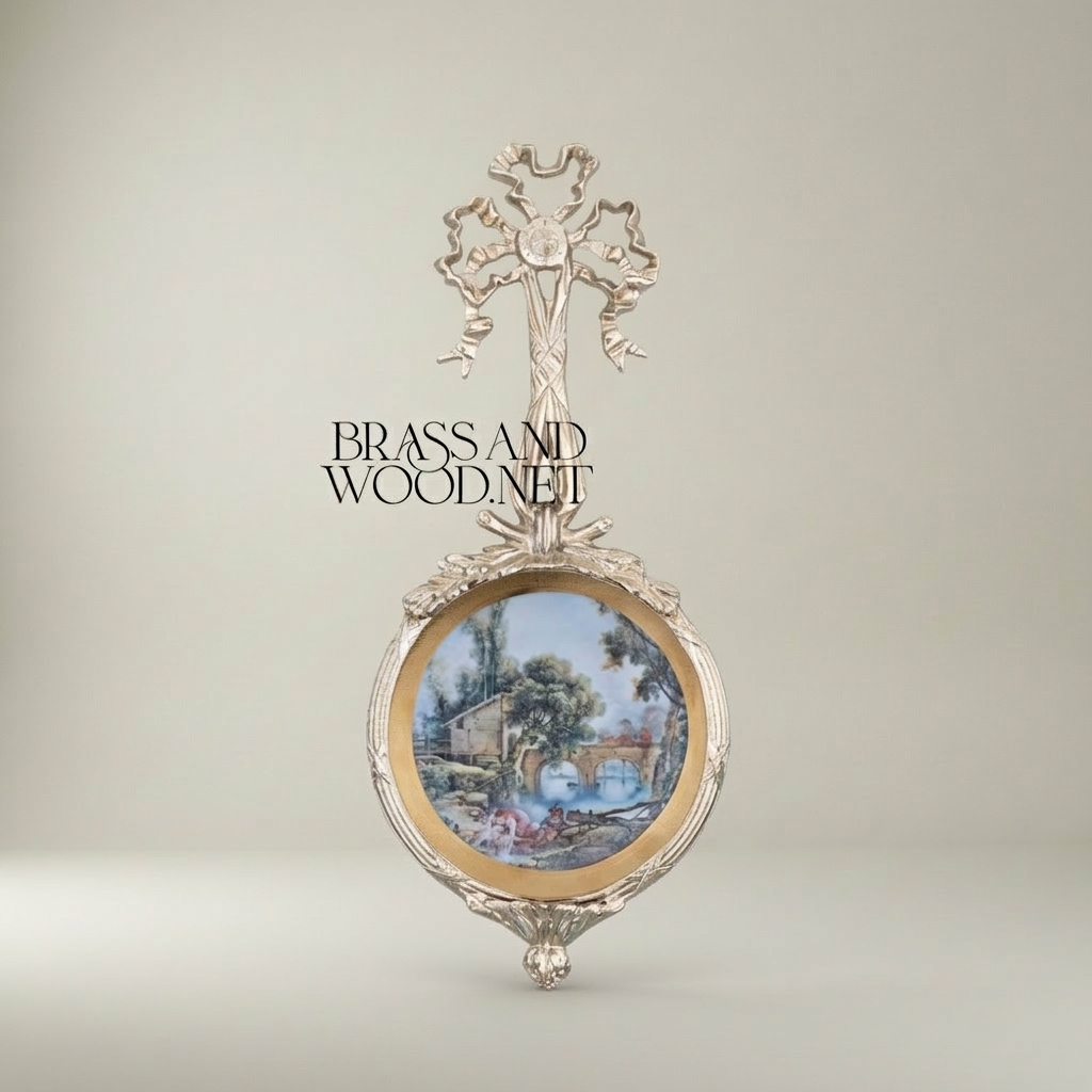 Louis XVI Neoclassical Decorative Wall Plate with Pastoral Scene Medallion — Silver