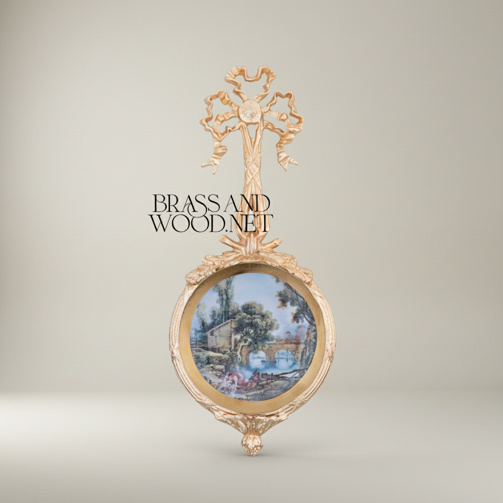 Louis XVI Neoclassical Decorative Wall Plate with Pastoral Scene Medallion — Gold