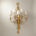 Louis XVI Neoclassical Five-Arm Brass Wall Sconce with Acanthus Backplate — Gold