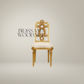 Louis XVI gilded carved side chair with three linked floral wreath splat and cream jacquard seat Main View | Brass & Wood