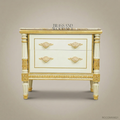 Louis XVI Neoclassical Ivory & Gold Nightstand with Marble Top and Fluted Columns