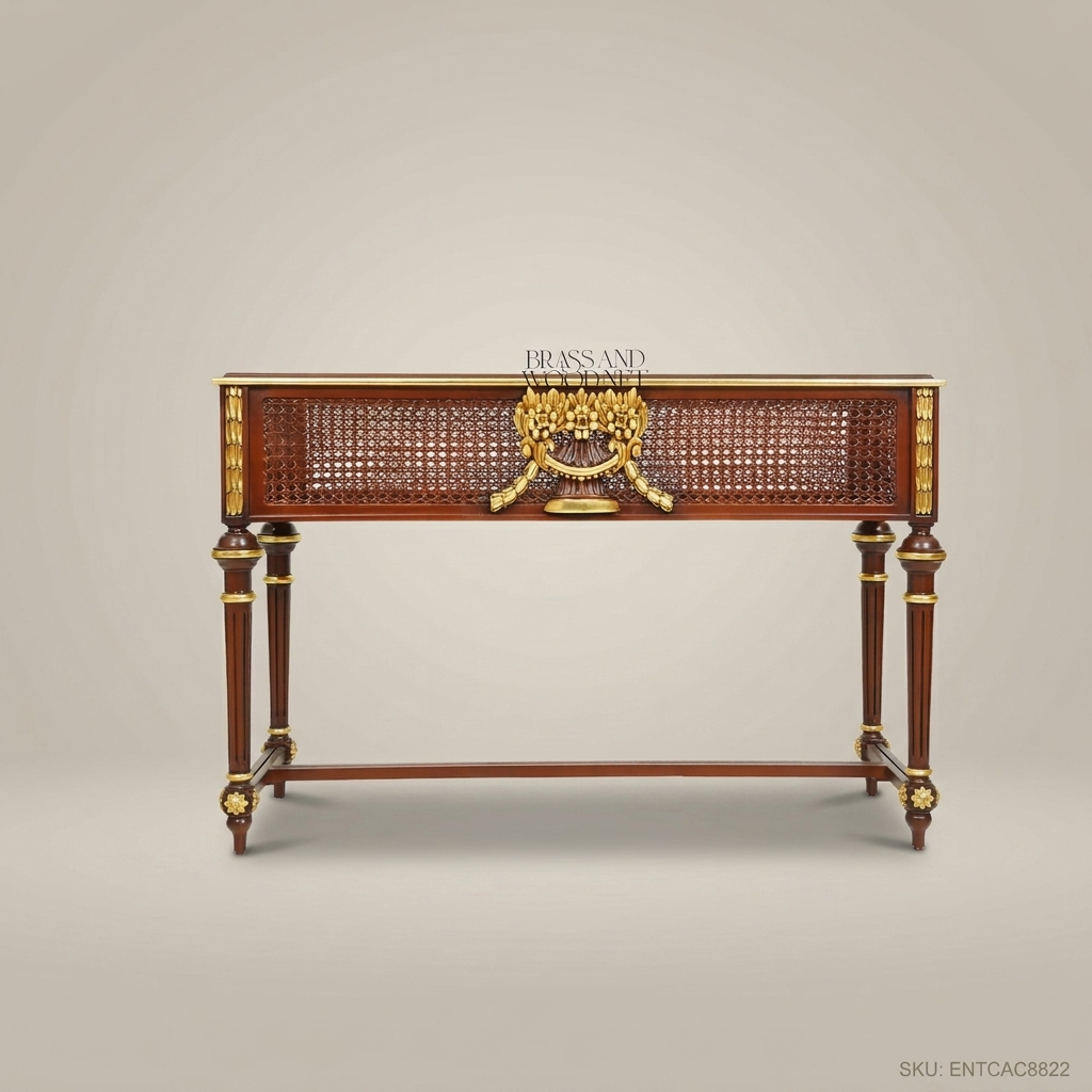 Louis XVI Neoclassical Jardinière with Gilt Ormolu Mounts & Cane Lattice Panels