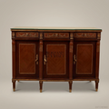 Louis XVI Neoclassical Mahogany Buffet with Gilt Bronze Ormolu & Glass Top