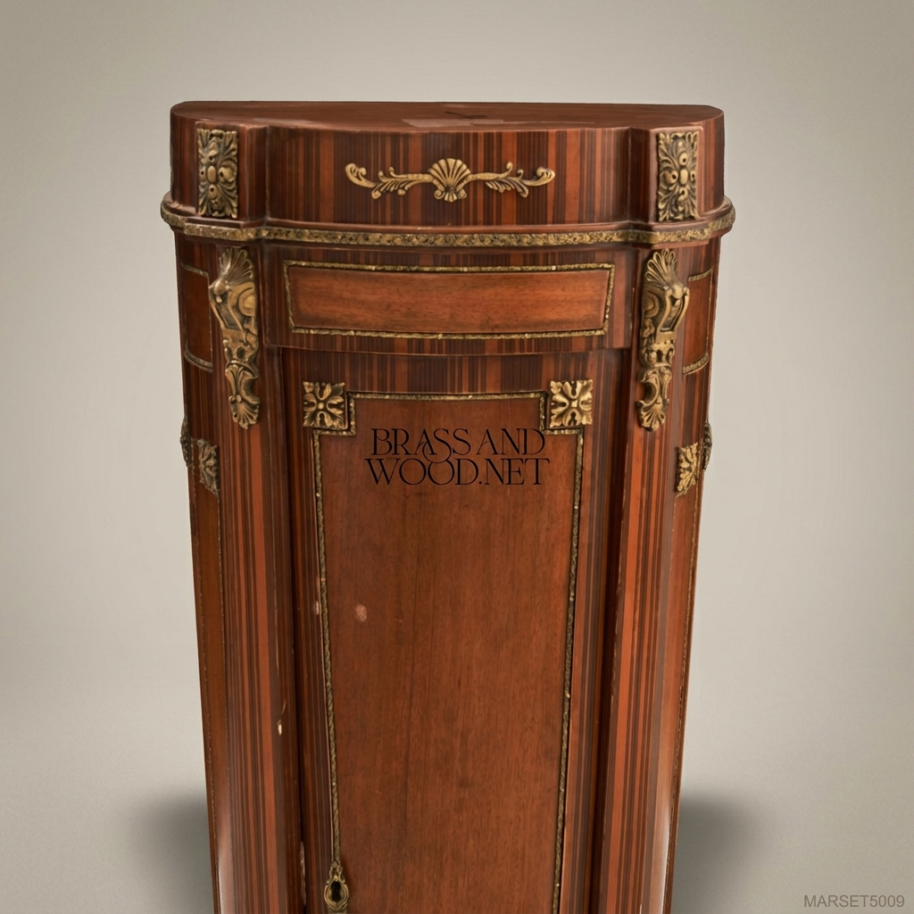 Louis XVI Neoclassical Mahogany Corner Cabinet Pedestal with Ormolu Mounts