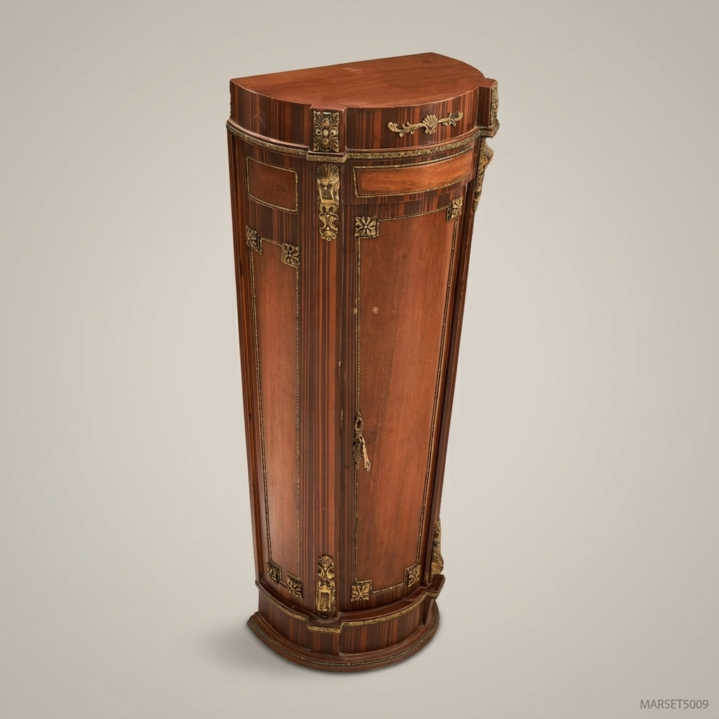 Louis XVI Neoclassical Mahogany Corner Cabinet Pedestal with Ormolu Mounts