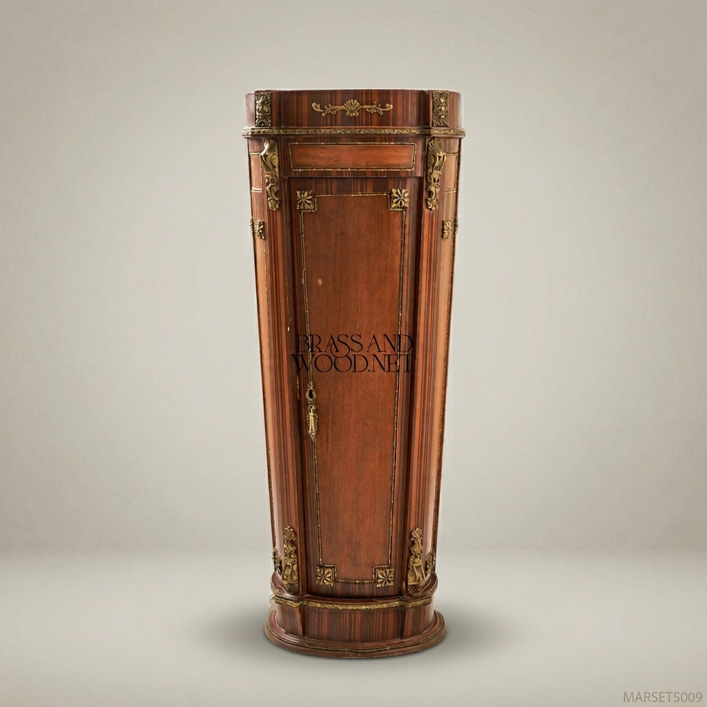 Louis XVI Neoclassical Mahogany Corner Cabinet Pedestal with Ormolu Mounts