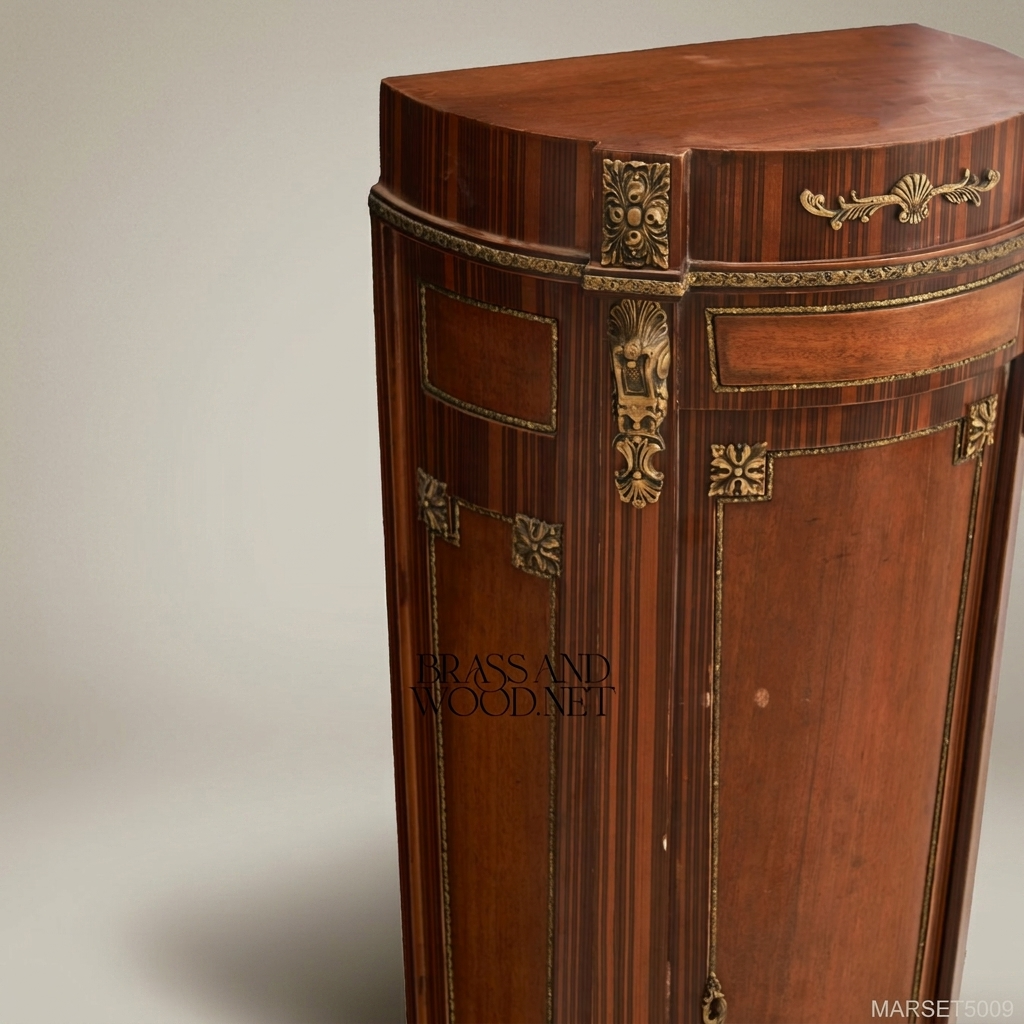 Louis XVI Neoclassical Mahogany Corner Cabinet Pedestal with Ormolu Mounts