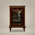 Louis XVI Neoclassical Vitrine Cabinet with Marble Top & Ormolu Mounts