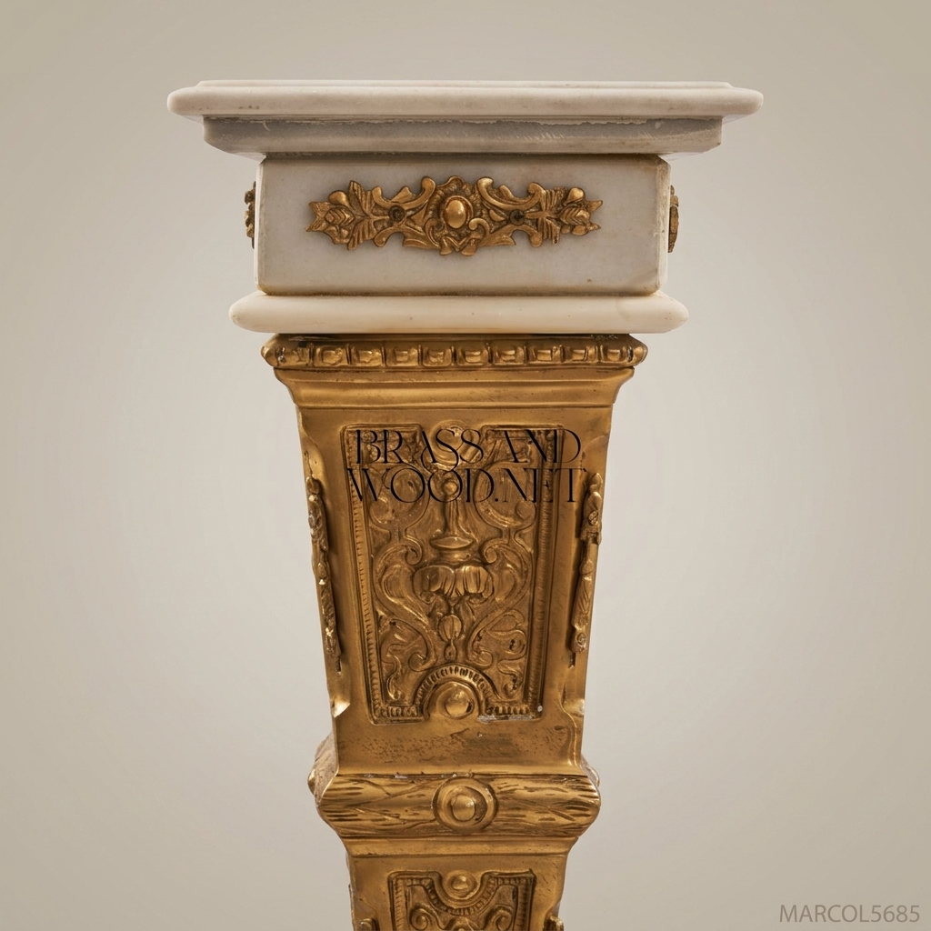 Louis XVI Neoclassical Marble & Gilt Bronze Pedestal Column