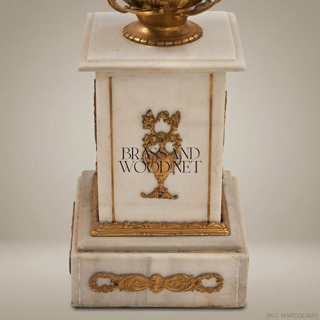 Louis XVI Neoclassical Marble & Gilt Bronze Pedestal Column