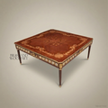 Louis XVI Neoclassical Marquetry Coffee Table with Gilt Bronze Medallions