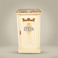 Louis XVI Neoclassical Painted Nightstand with Marble Top & Gilt Bronze Mounts
