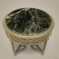 Louis XVI Neoclassical Round Centre Table — Green Marble & Sage Painted Frame with Antique Gold Carved Apron