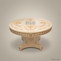 Louis XVI Neoclassical Round Entry Table — Ivory Painted Pedestal with Hand-Gilded Arabesques