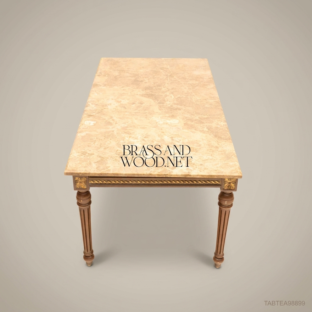 Louis XVI Neoclassical Tea Table – Marble Top & Gold Leaf Carved Wood