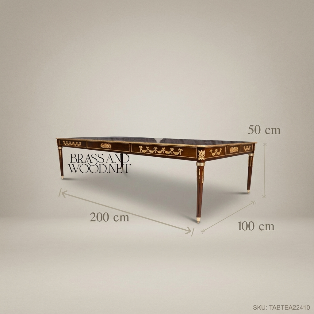 Louis XVI Neoclassical Tea Table with Marquetry Top & Gilt Bronze Mounts