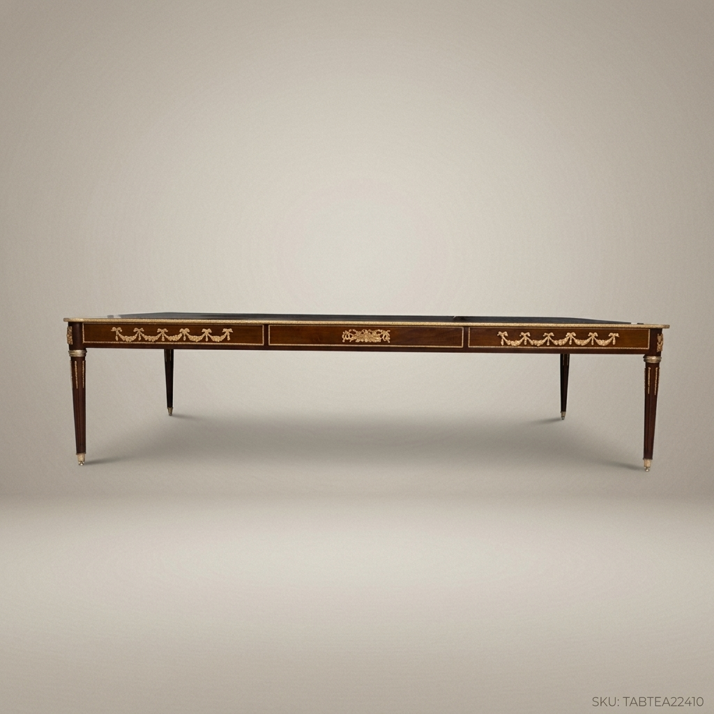 Louis XVI Neoclassical Tea Table with Marquetry Top & Gilt Bronze Mounts