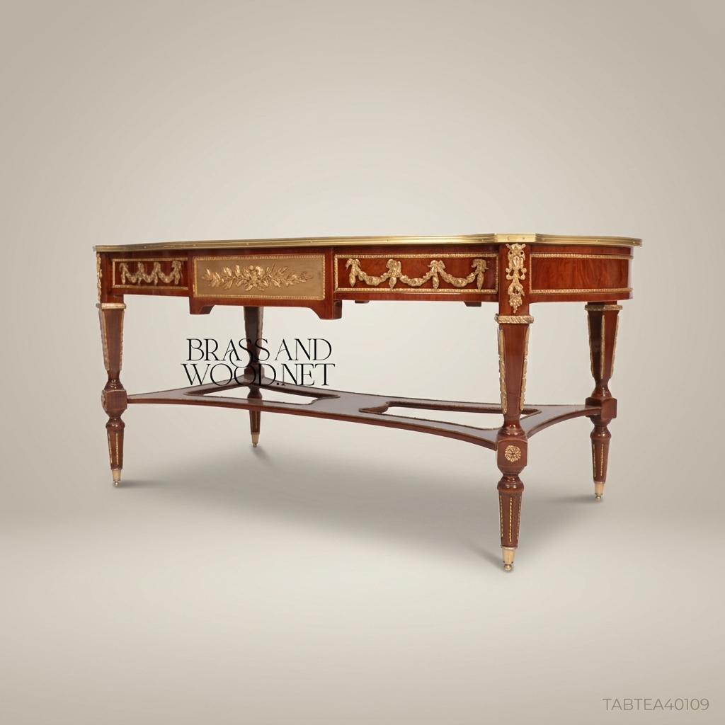 Louis XVI Neoclassical Tea Table with Marquetry Top & Ormolu Mounts