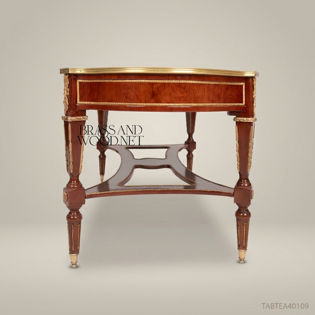 Louis XVI Neoclassical Tea Table with Marquetry Top & Ormolu Mounts