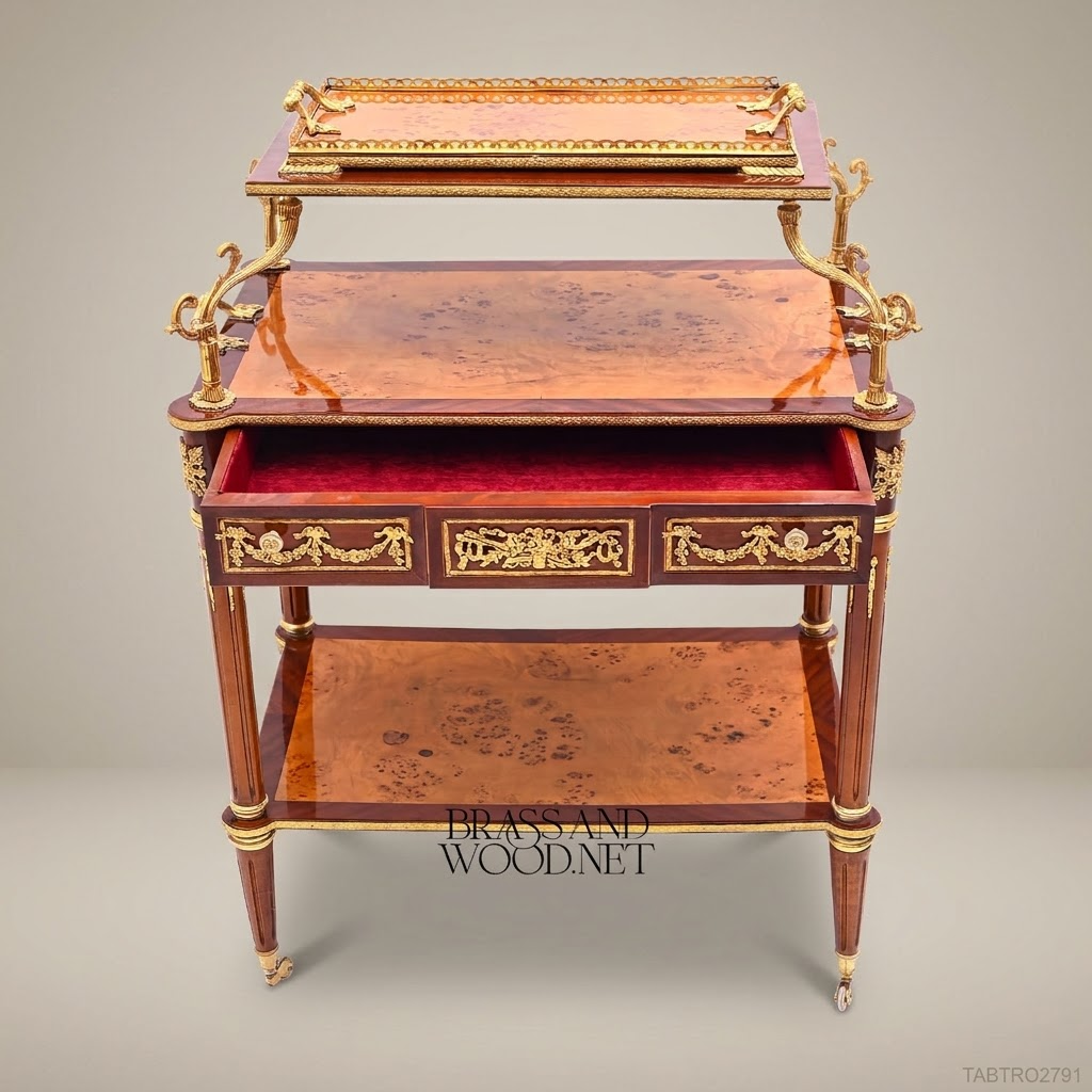 Louis XVI Neoclassical Tea Trolley | Amboyna Burl & Gilded Bronze