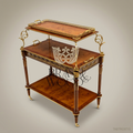Louis XVI Neoclassical Three-Tier Tea Trolley | Burl Wood & Gilt Brass