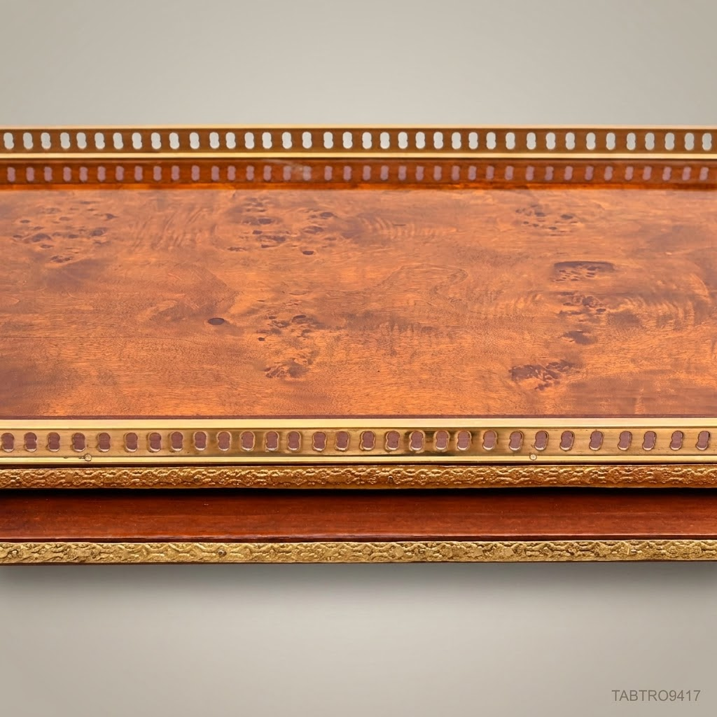 Louis XVI Neoclassical Tea Trolley | Burl Wood & Antique Brass Ormolu